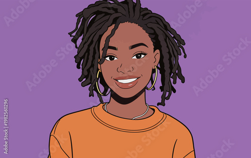 Young African Woman with Dreadlocks and Orange Sweater