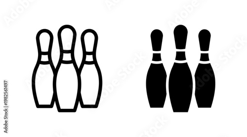 Bowling icon set vector. bowling ball and pin sign and symbol.