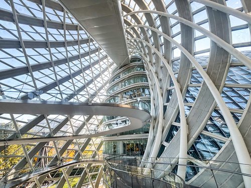 Interior architecture of the helical staircase and spiral structure in Phoenix Center, Beijing, China