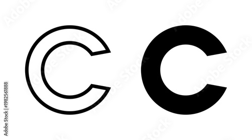 Copyright icon set vector. copyright sign and symbol