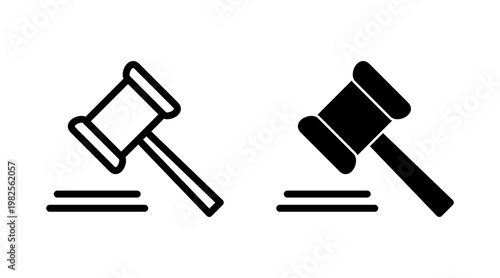 Gavel icon set vector. judge gavel sign and symbol. law icon. auction hammer
