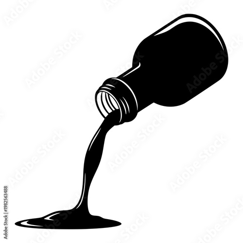 A bottle pouring dark liquid Vector, illustration