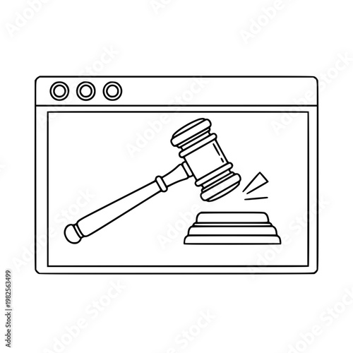 A gavel hitting a sounding block Vector, illustration