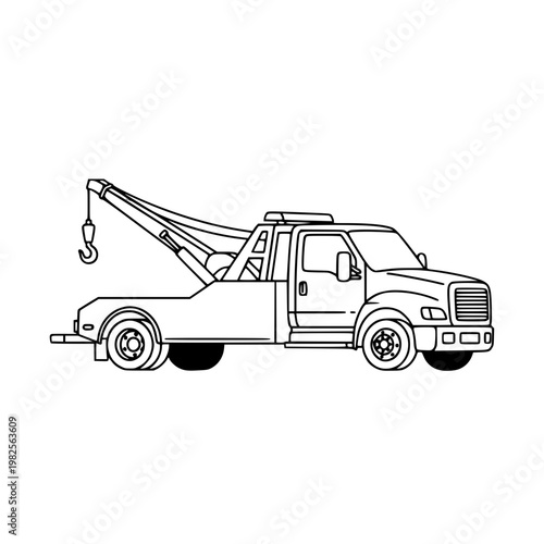 A large tow truck with a crane arm Vector, illustration