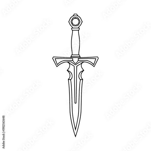 A dagger with a crossguard and circular pommel Vector, illustration