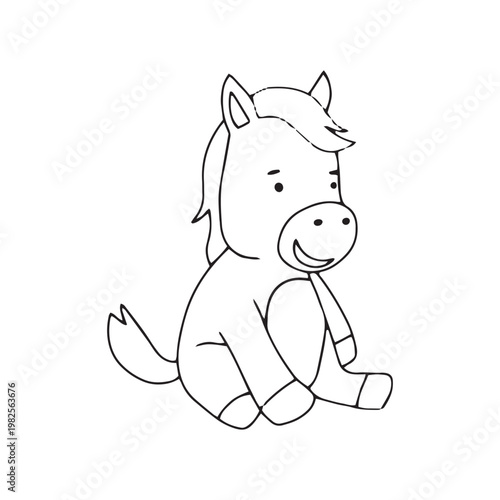 Horse shitting down activity gesture, coloring page