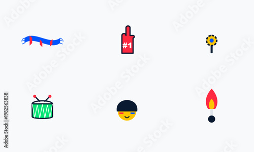 Hand-drawn collection of soccer fan accessories featuring scarf foam finger drum rattle face paint and flare authentic illustration