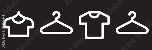 Vector illustration of tshirt on hanger icon set, clothing store sign, vector illustration