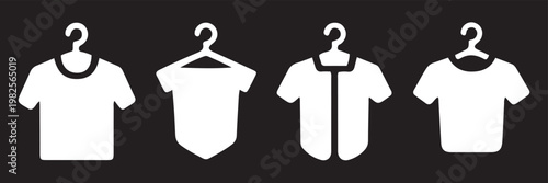 shirt vector icon set, classic collared short-sleeve t-shirt design, casual apparel graphic resource for fashion and retail branding