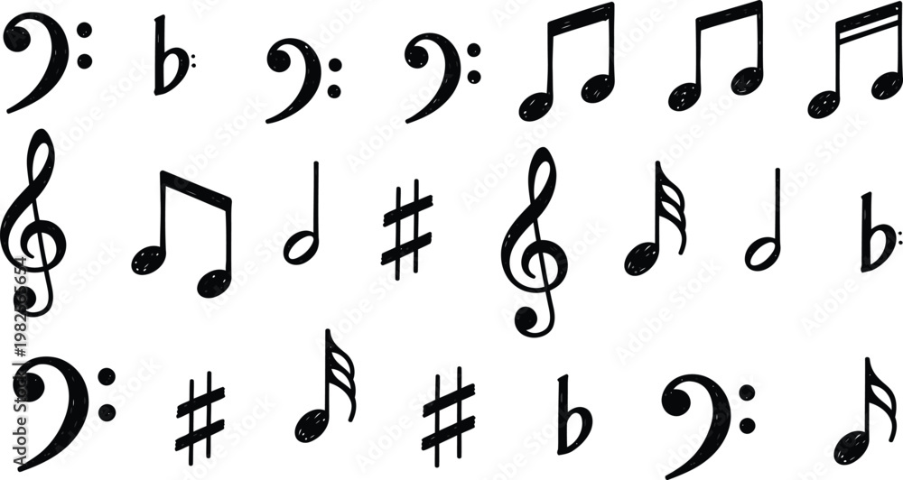 Fototapeta premium Black Music Notes on White Background