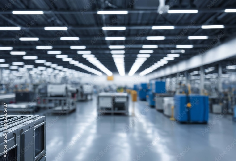 Obraz premium Blurred background of a modern factory interior