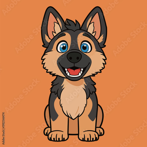 Cute Cartoon German Shepherd Dog Illustration