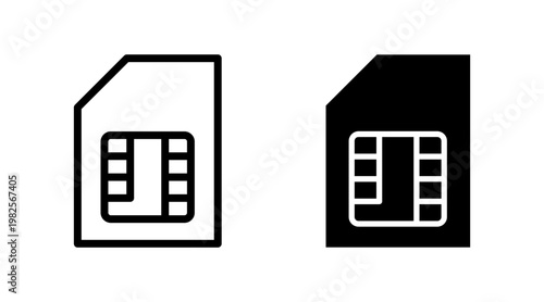 Sim card icon set vector. dual sim card sign and symbol