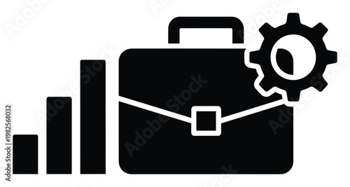 Professional business growth management icon representing career development and work process optimization for corporate presentations and financial reports