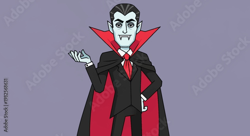 Cartoon Vampire Character Wearing a Suit and Cape.