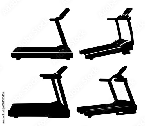 Cardio set with a solid black flat icon of a treadmill machine featuring fitness, exercise, Gym with sport and running