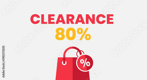 Clearance 80 percent off shopping bag sale announcement.