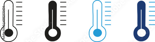 Thermometer hot cold temperature vector icon set