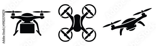 Modern drone technology icons and symbols for various graphic applications such as web development, mobile apps, or informational presentations