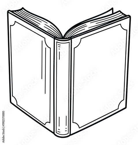 Open book with splayed pages and visible spine perfect for educational materials literary promotions or reading club graphics symbolizing knowledge and learning