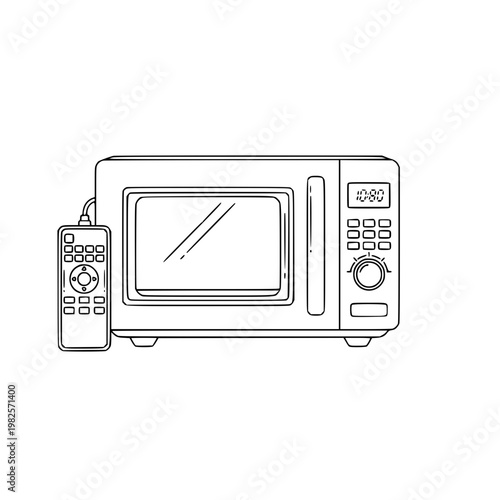 A microwave oven with a remote control Vector, illustration