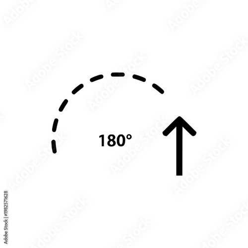 A black arrow pointing up with a 180 degree arc Vector, illustration
