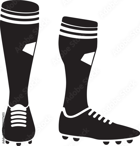 Pair of soccer socks and cleats in a front and side view flat vector illustration for athletes