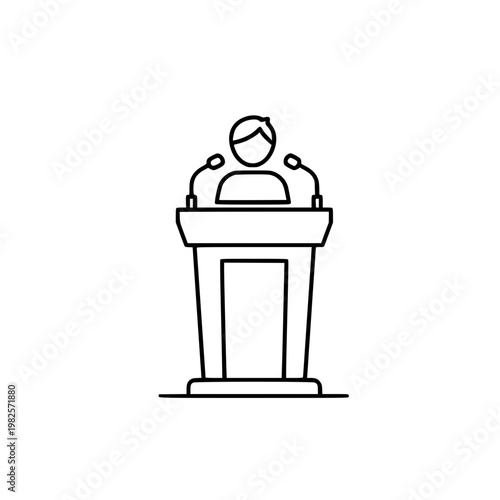 A person standing at a lectern with two microphones Vector, illustration