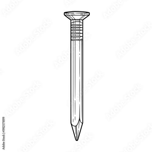 A metal roofing nail with a pointed tip Vector, illustration