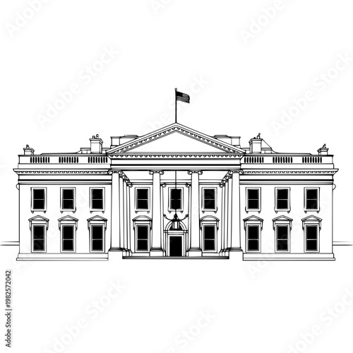 The white house in washington d.c. Vector, illustration