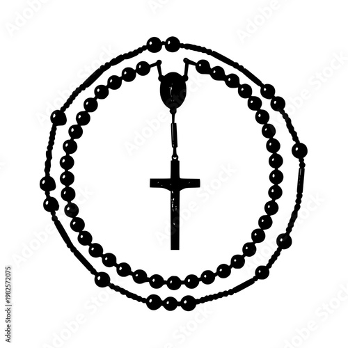 A rosary with a crucifix and prayer beads Vector, illustration