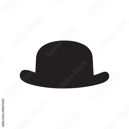 Bowler hat silhouette icon vector flat design.
