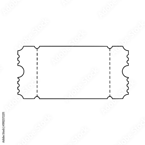 A black and white drawing of a ticket Vector, illustration