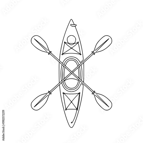 A person sitting in a kayak with paddles Vector, illustration