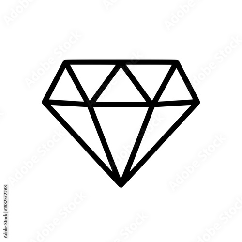A black line drawing of a diamond Vector, illustration