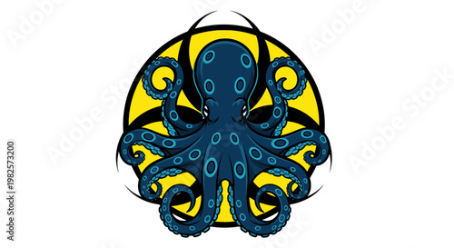 Blue octopus tentacles suckers closeup.