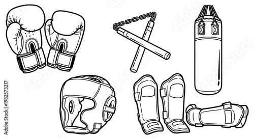 Boxing protective gear and equipment.
