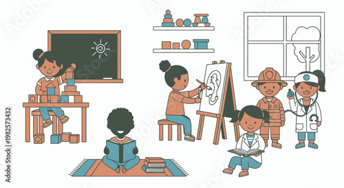 Children in a classroom setting learning.