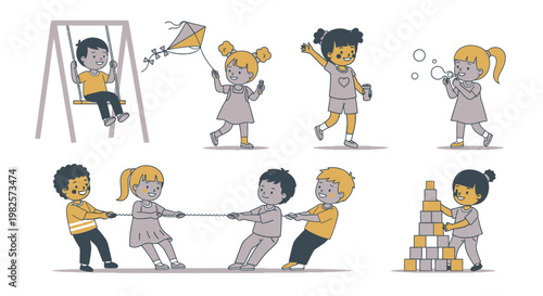 Children playing together outdoors happily.