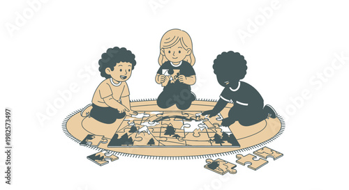 Children playing with board game.