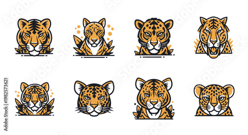 Collection of Different Leopard Faces.