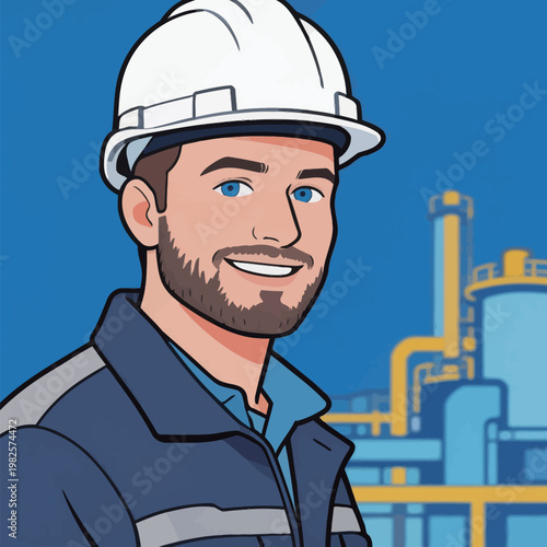 Industrial Worker in Hard Hat at Factory