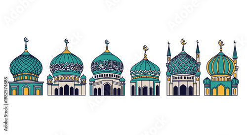 Domes of Mosques in a Row.