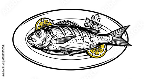 Grilled Fish on a Plate.