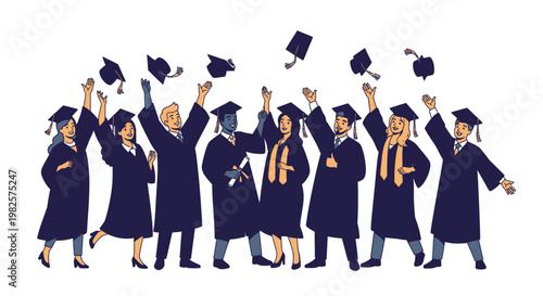 Group of people in graduation gowns.