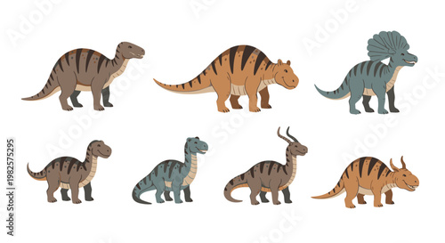 Group of toy dinosaurs standing together 4.