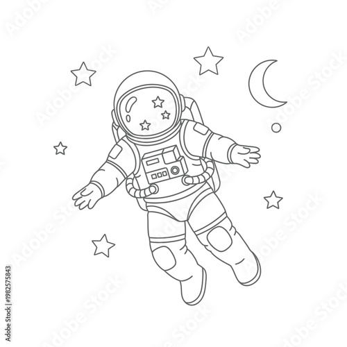 Astronaut Floating in Space Suit.