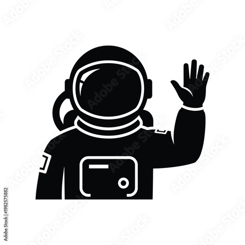 Astronaut Waving in Space Suit.