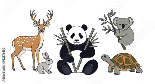 Panda eating bamboo shoots peacefully sitting.