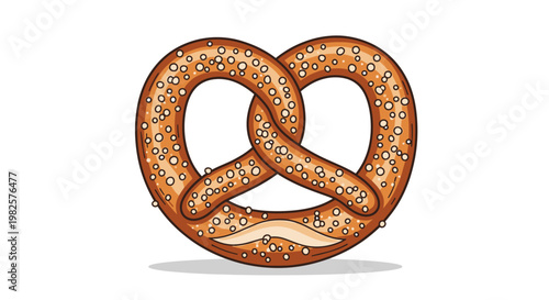 Pretzel with sesame seeds closeup.